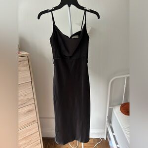 BHLDN black silk midi dress